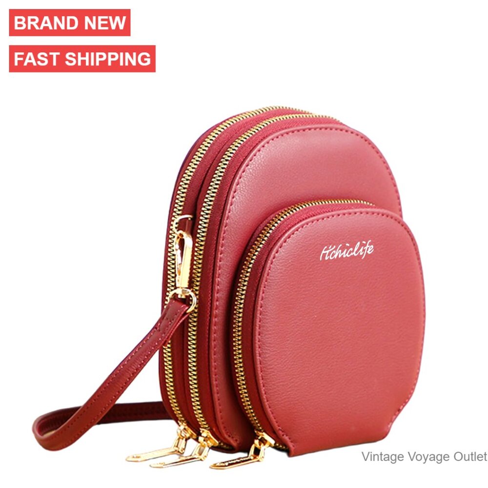 Small Crossbody Bag With Adjustable Strap, Pu Leather, Multiple Pockets